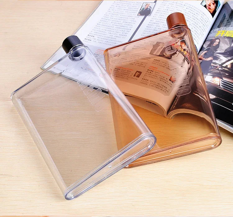350ml/420ml Originality Notebook Type Water Bottle Flat Paper Kettle BPA-free Hydro Flask Transparent Plastic Water Bottle