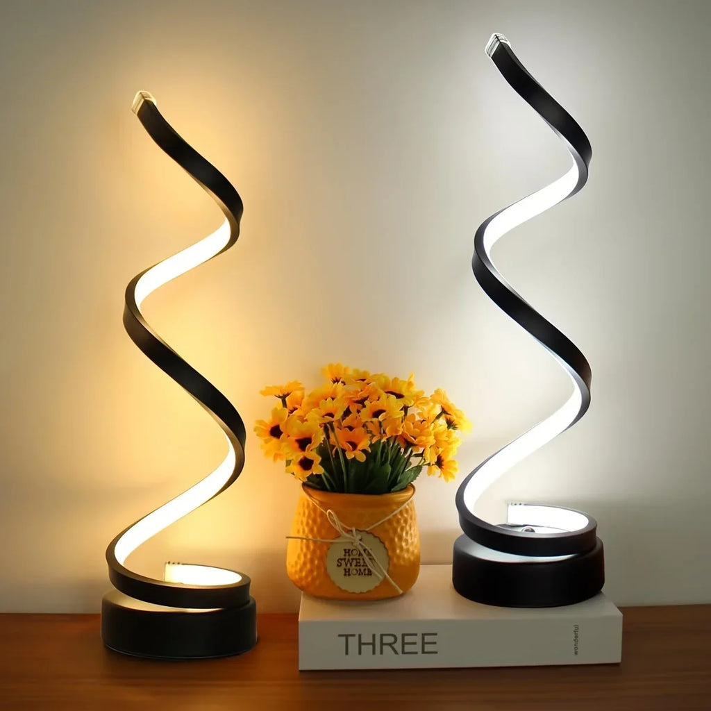 Modern 3 Colors Dimmable Desk Lamp Creative Spiral LED Night Light for Living Room Office Bedroom Bedside Ambient Table Lighting