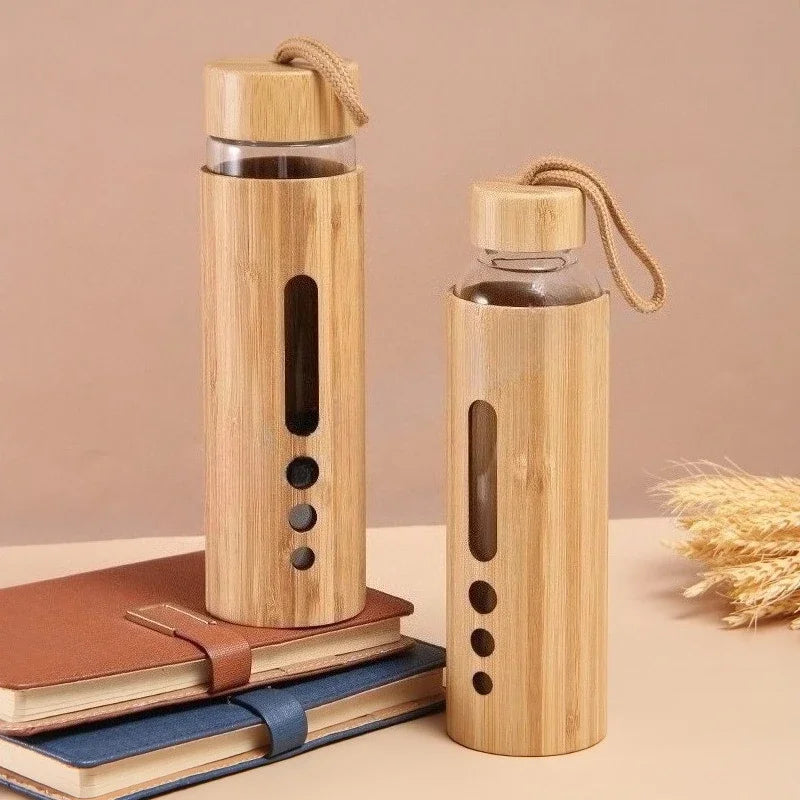 Borosilicate Glass Water Bottle with Bamboo Sleeve
