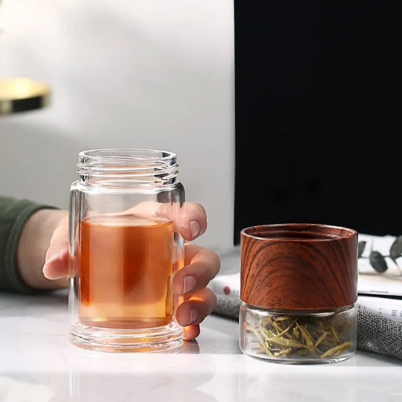 Double Glass Tea Infuser Bottle