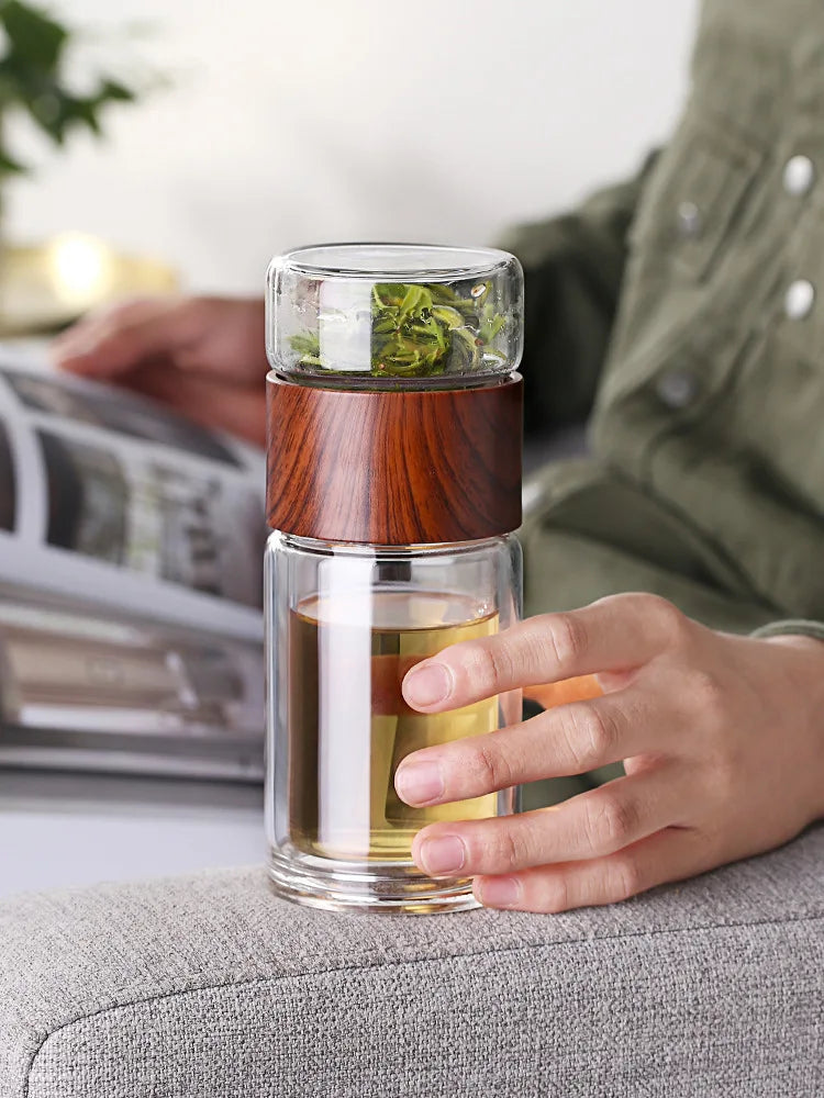 Double Glass Tea Infuser Bottle