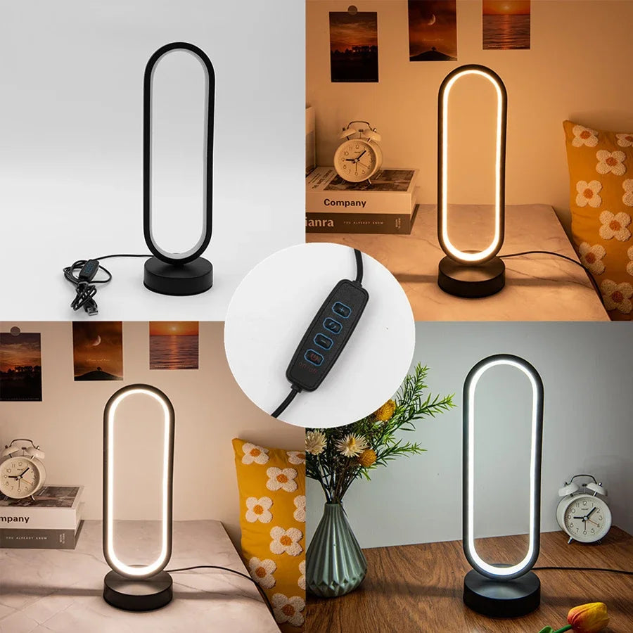 Modern 3 Colors Dimmable Desk Lamp Creative Spiral LED Night Light for Living Room Office Bedroom Bedside Ambient Table Lighting