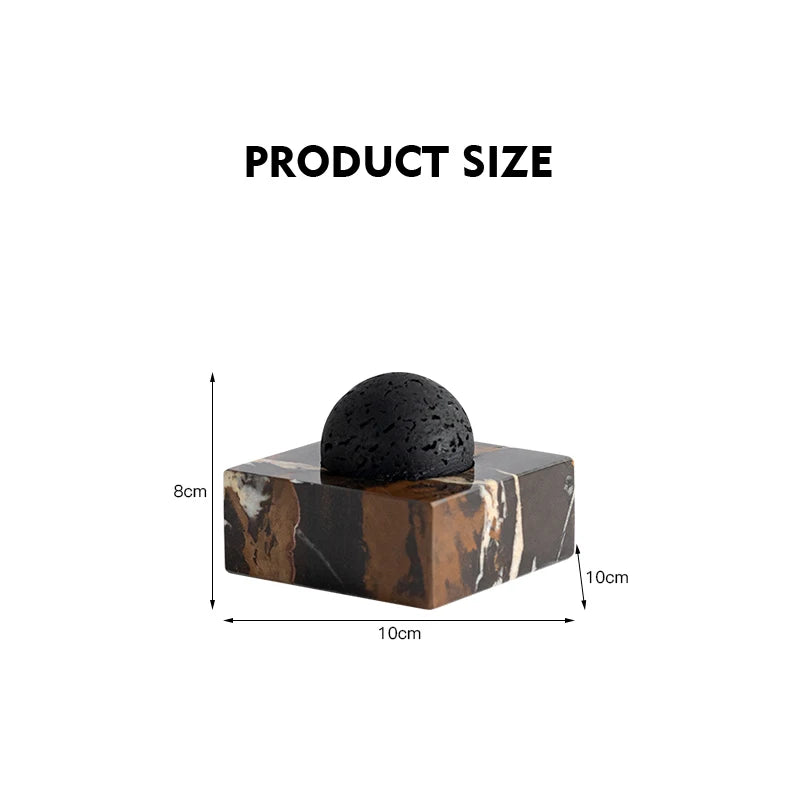Black Lava Rock Stone Diffuser with Marble Base