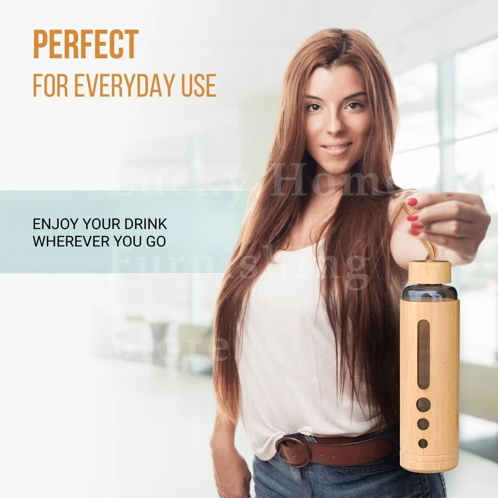 Borosilicate Glass Water Bottle with Bamboo Sleeve
