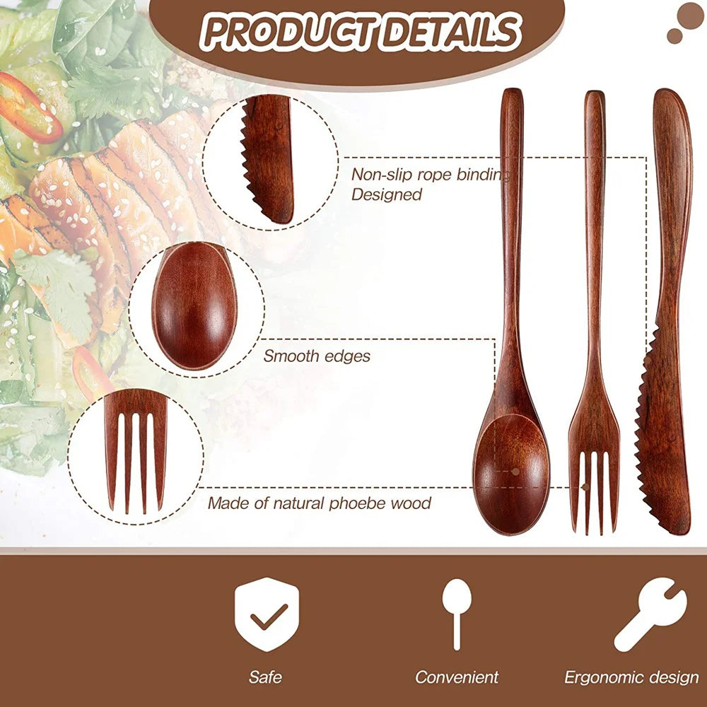 Wooden Cutlery Set (24 Pieces)