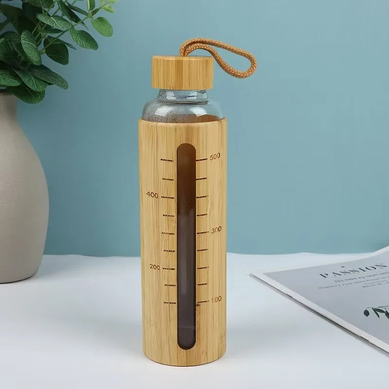 Borosilicate Glass Water Bottle with Bamboo Sleeve