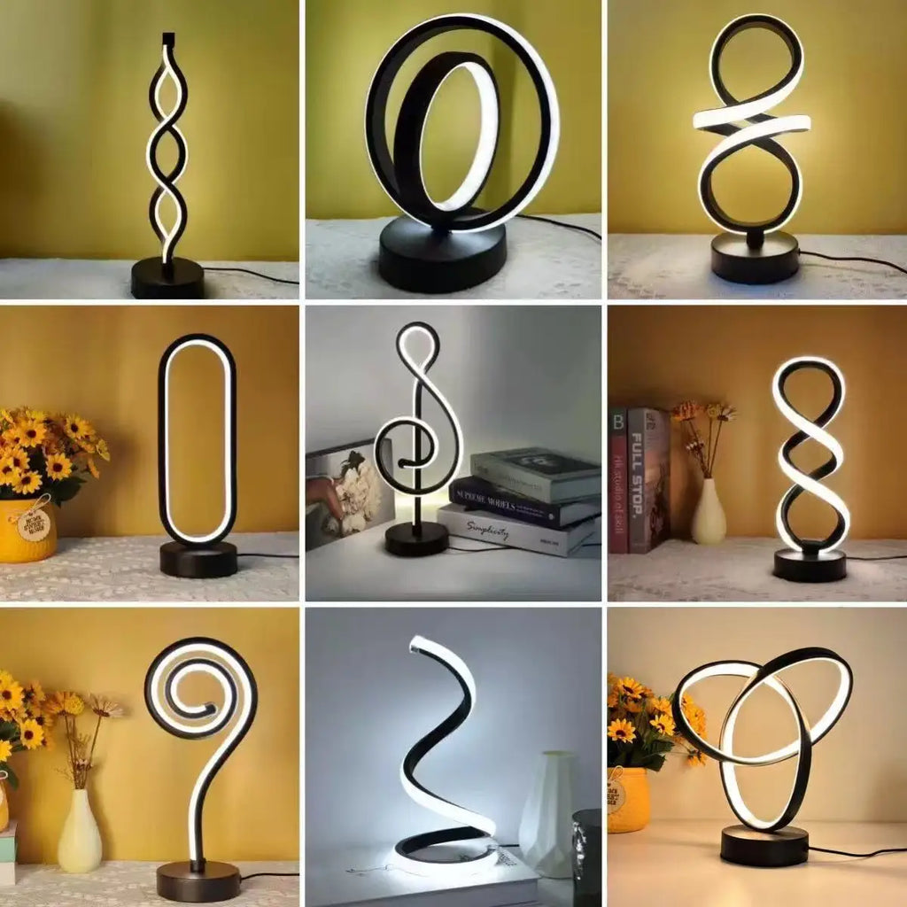 Modern 3 Colors Dimmable Desk Lamp Creative Spiral LED Night Light for Living Room Office Bedroom Bedside Ambient Table Lighting