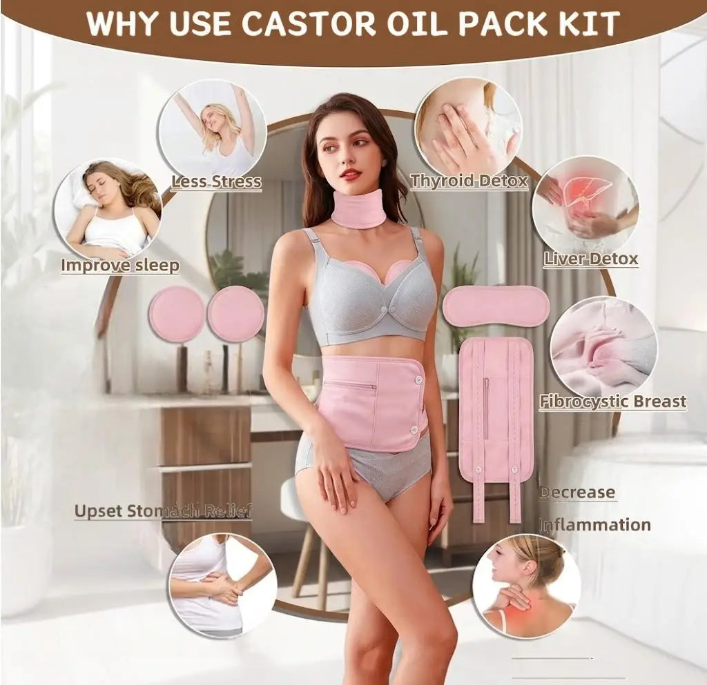 Reusable Organic Castor Oil Pack Kit