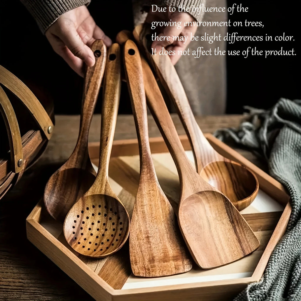 Teak Wood Cooking Utensil Set (5 Pieces)
