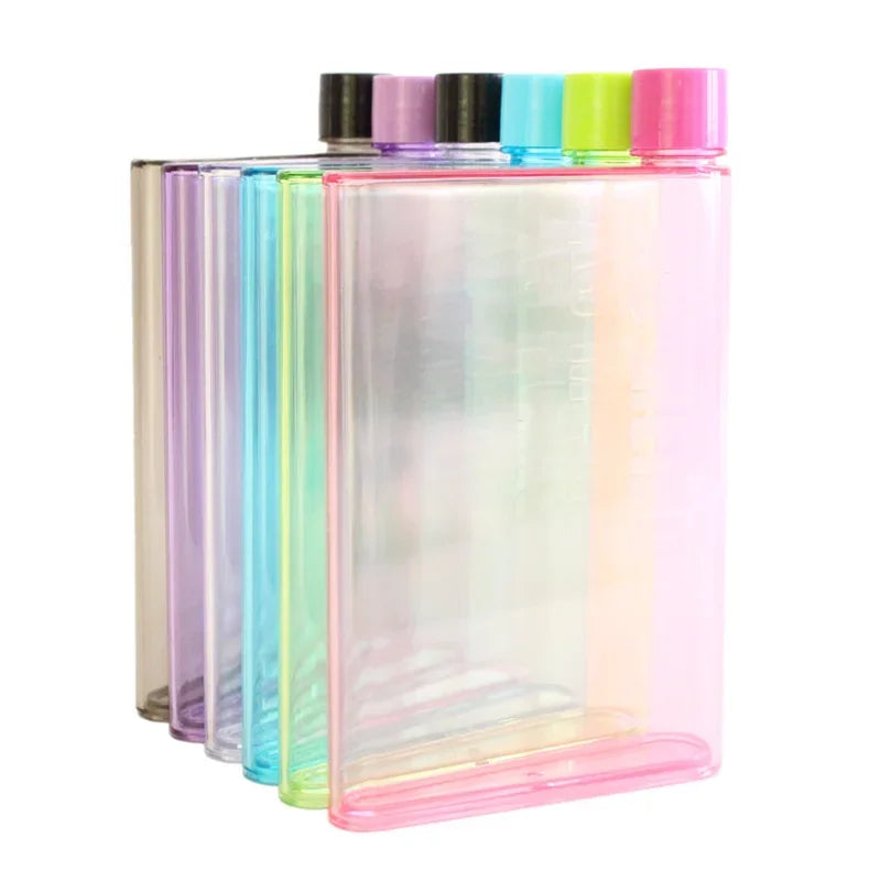 350ml/420ml Originality Notebook Type Water Bottle Flat Paper Kettle BPA-free Hydro Flask Transparent Plastic Water Bottle